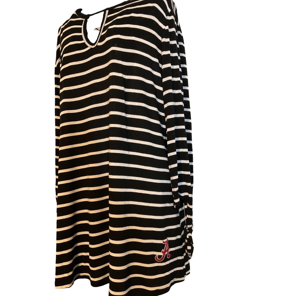 Gameday Couture Black White Striped Long Sleeve T‎ Shirt Alabama Crimson Tide XL